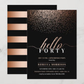 Prachtige rose goud / koper elke leeftijd verjaard kaart (Voorkant / Achterkant)