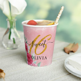 Prachtige rosy Sweet 16 zestien papierbekertjes Papieren Bekers