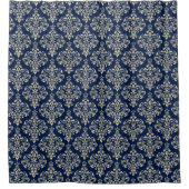 Prachtige Royal Blue Classic Elegant Damask Patter Douchegordijn (Voorkant)
