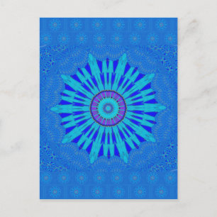 Prachtige Royal Blue Mandala Art Print Briefkaart