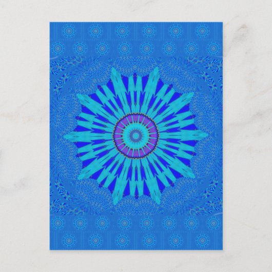 Prachtige Royal Blue Mandala Art Print Briefkaart (Voorkant)