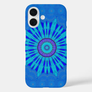 Prachtige Royal Blue Mandala Art Print iPhone 16 Hoesje