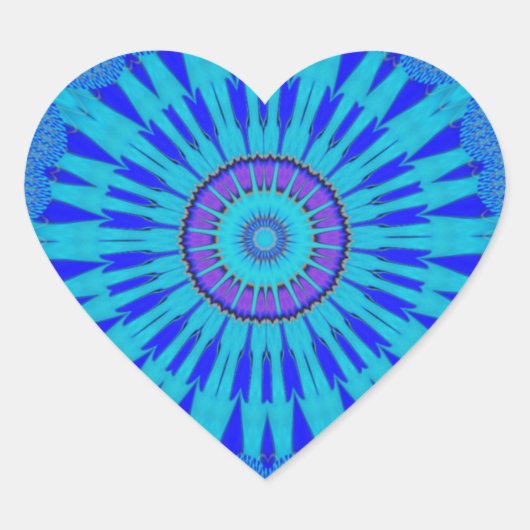 Prachtige Royal Blue Mandala Art Print Hart Sticker (Voorkant)