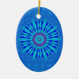 Prachtige Royal Blue Mandala Art Print Keramisch Ornament