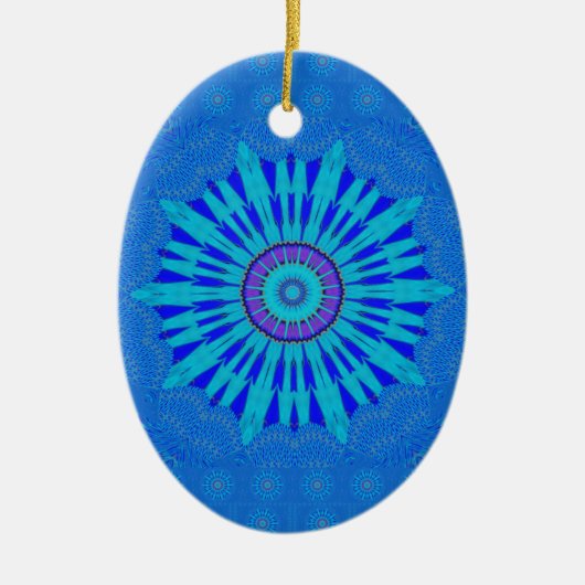 Prachtige Royal Blue Mandala Art Print Keramisch Ornament (Voorkant)