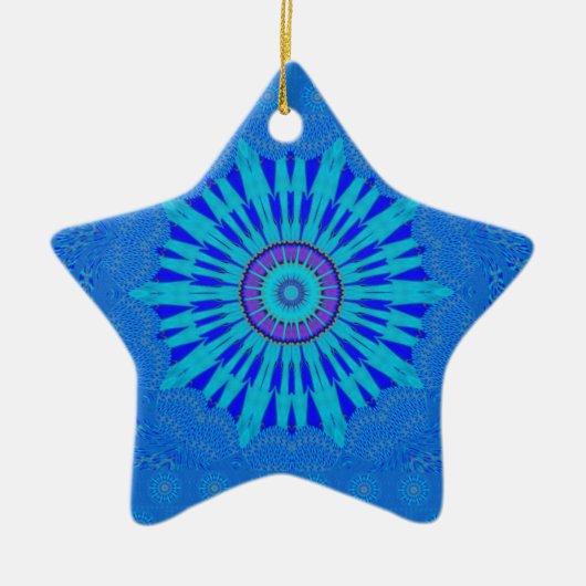Prachtige Royal Blue Mandala Art Print Keramisch Ornament (Voorkant)