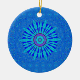 Prachtige Royal Blue Mandala Art Print Keramisch Ornament
