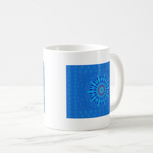 Prachtige Royal Blue Mandala Art Print Koffiemok (Voorkant rechts)