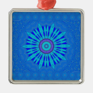 Prachtige Royal Blue Mandala Art Print Metalen Ornament