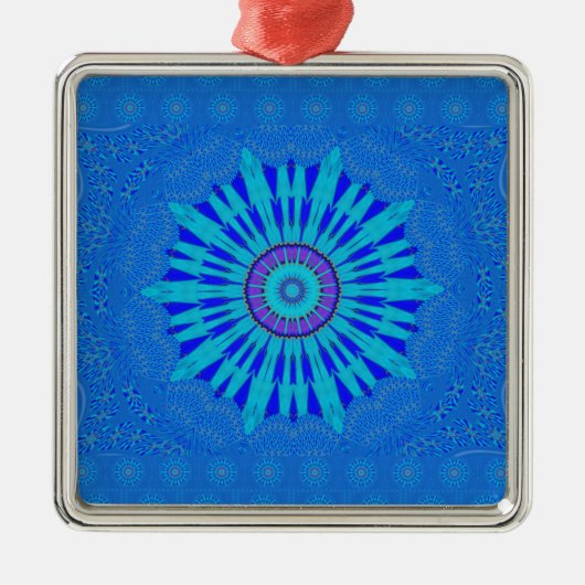 Prachtige Royal Blue Mandala Art Print Metalen Ornament (Voorkant)