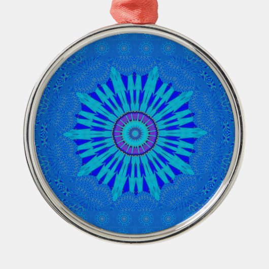Prachtige Royal Blue Mandala Art Print Metalen Ornament (Voorkant)