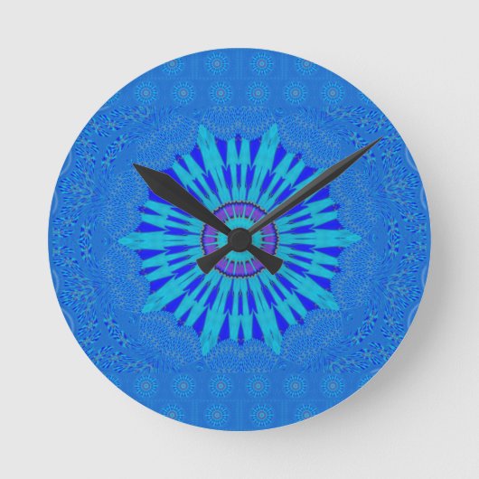 Prachtige Royal Blue Mandala Art Print Ronde Klok (Voorkant)