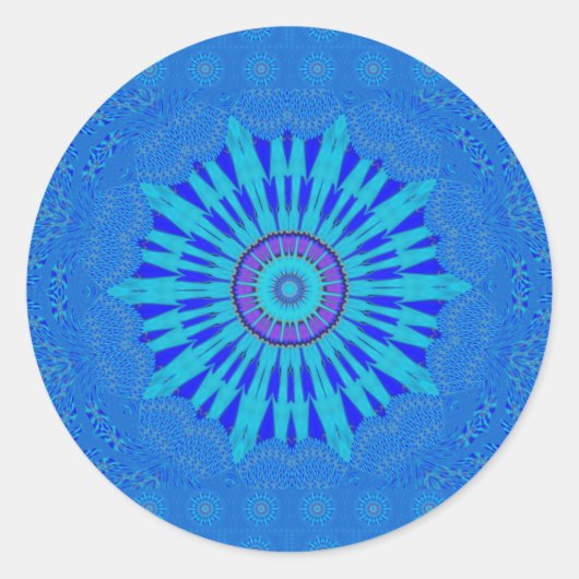 Prachtige Royal Blue Mandala Art Print Ronde Sticker (Voorkant)