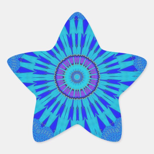 Prachtige Royal Blue Mandala Art Print Ster Sticker (Voorkant)
