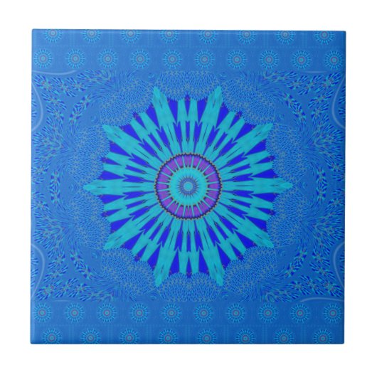 Prachtige Royal Blue Mandala Art Print Tegeltje (Voorkant)
