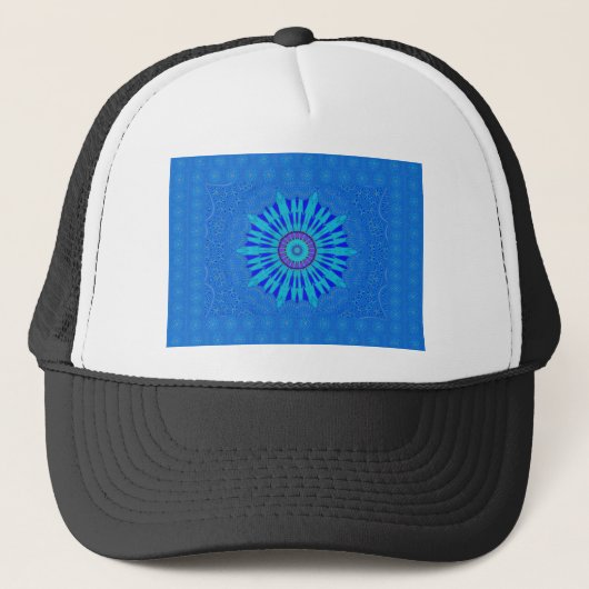 Prachtige Royal Blue Mandala Art Print Trucker Pet (Voorkant)