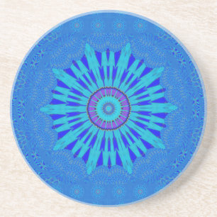 Prachtige Royal Blue Mandala Art Print Zandsteen Onderzetter