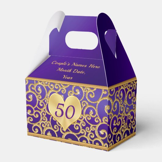 Prachtige Royal Paarse en Gold 50e Jubileum Bedankdoosjes (Achterkant)