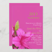 Prachtige roze azalea bloemen afstuderen invitatie kaart (Voorkant / Achterkant)