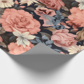 Prachtige roze blauw  bloemen cadeaupapier (Hoek)