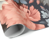 Prachtige roze blauw  bloemen cadeaupapier (Rol Hoek)