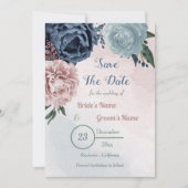 prachtige roze blauwe griesgriep save the date (Voorkant)