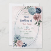 prachtige roze blauwe vlakke geometrische verjaard kaart (Voorkant)