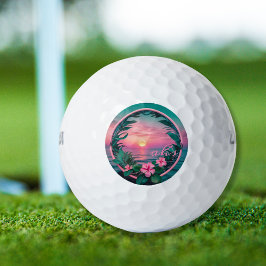 Prachtige roze-Blauwgroen tropische bloemenzonnekr Golfballen