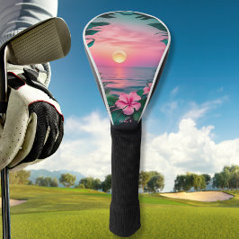 Prachtige roze-Blauwgroen tropische bloemenzonnekr Golfheadcover