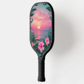 Prachtige roze-Blauwgroen tropische bloemenzonnekr Pickleball Paddle (Links)