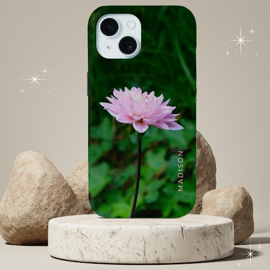 Prachtige roze bloem gepersonaliseerde naam Case-Mate iPhone case