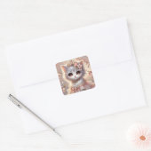 Prachtige roze bloem prinses kat vierkante sticker (Envelop)