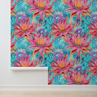 Prachtige roze bloemen behang
