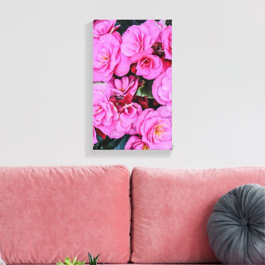 Prachtige roze bloemen canvas afdruk (Insitu (Woonkamer))