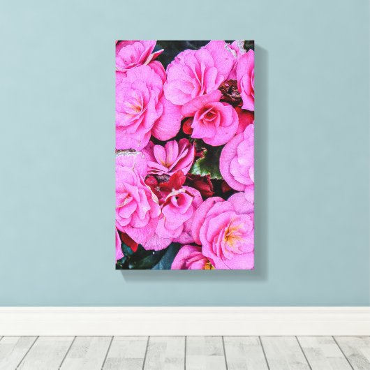 Prachtige roze bloemen canvas afdruk (Insitu (Houten vloer))