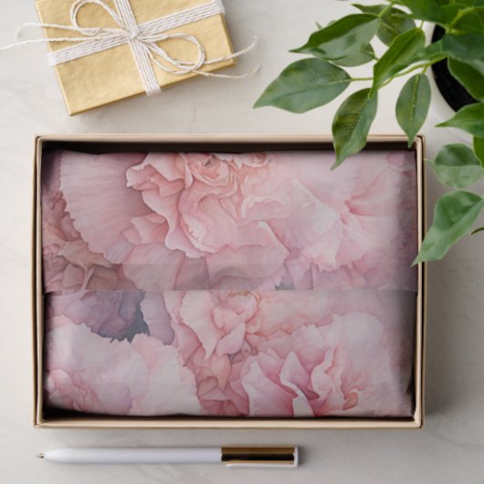 Prachtige roze bloemenanjer Waterverf kunst Tissuepapier (Geschenk)