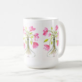 Prachtige roze bloemenkunst geschilderde look koffiemok (Voorkant rechts)