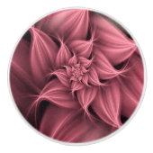 Prachtige roze bloemfractal keramische knop (Voorkant)