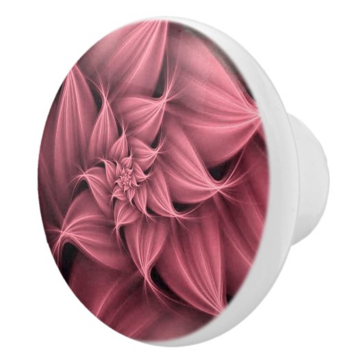 Prachtige roze bloemfractal keramische knop (Rechts)