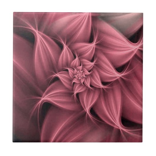 Prachtige roze bloemfractal  tegeltje (Voorkant)