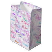 Prachtige Roze Bloemige Speciale Zus  Medium Cadeauzakje (Achterkant Gekanteld)