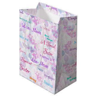 Prachtige Roze Bloemige Speciale Zus Medium Cadeauzakje