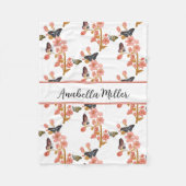 Prachtige roze Boho Butterfly Pattern Kinder Name Fleece Deken (Voorkant)