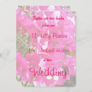 Prachtige roze Bougainvillea Print Wedding Kaart