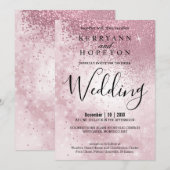 Prachtige roze bruiloft - Uitnodiging (Voorkant / Achterkant)