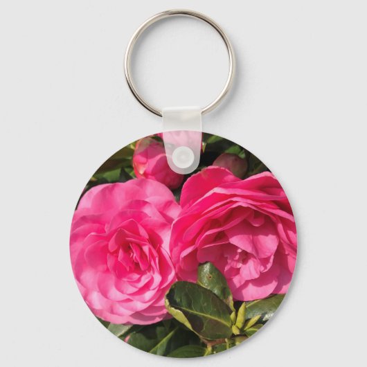 Prachtige roze Camellia Sleutelhanger (Voorkant)