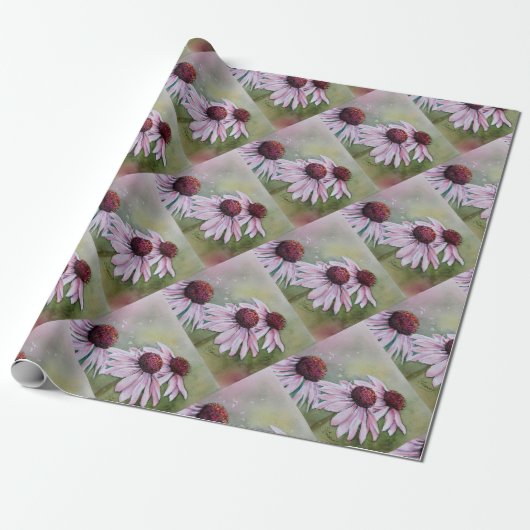 Prachtige roze Daisies Cadeaupapier (Uitgerold)