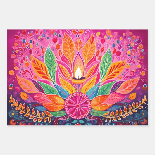 Prachtige roze Diwali Inpakpapier Vel (Voorkant 3)