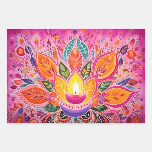 Prachtige roze Diwali Inpakpapier Vel (Voorkant 2)