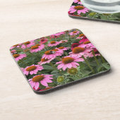 Prachtige roze Echinacea Flowers en Bee Bier Onderzetter (Linkerzijde)